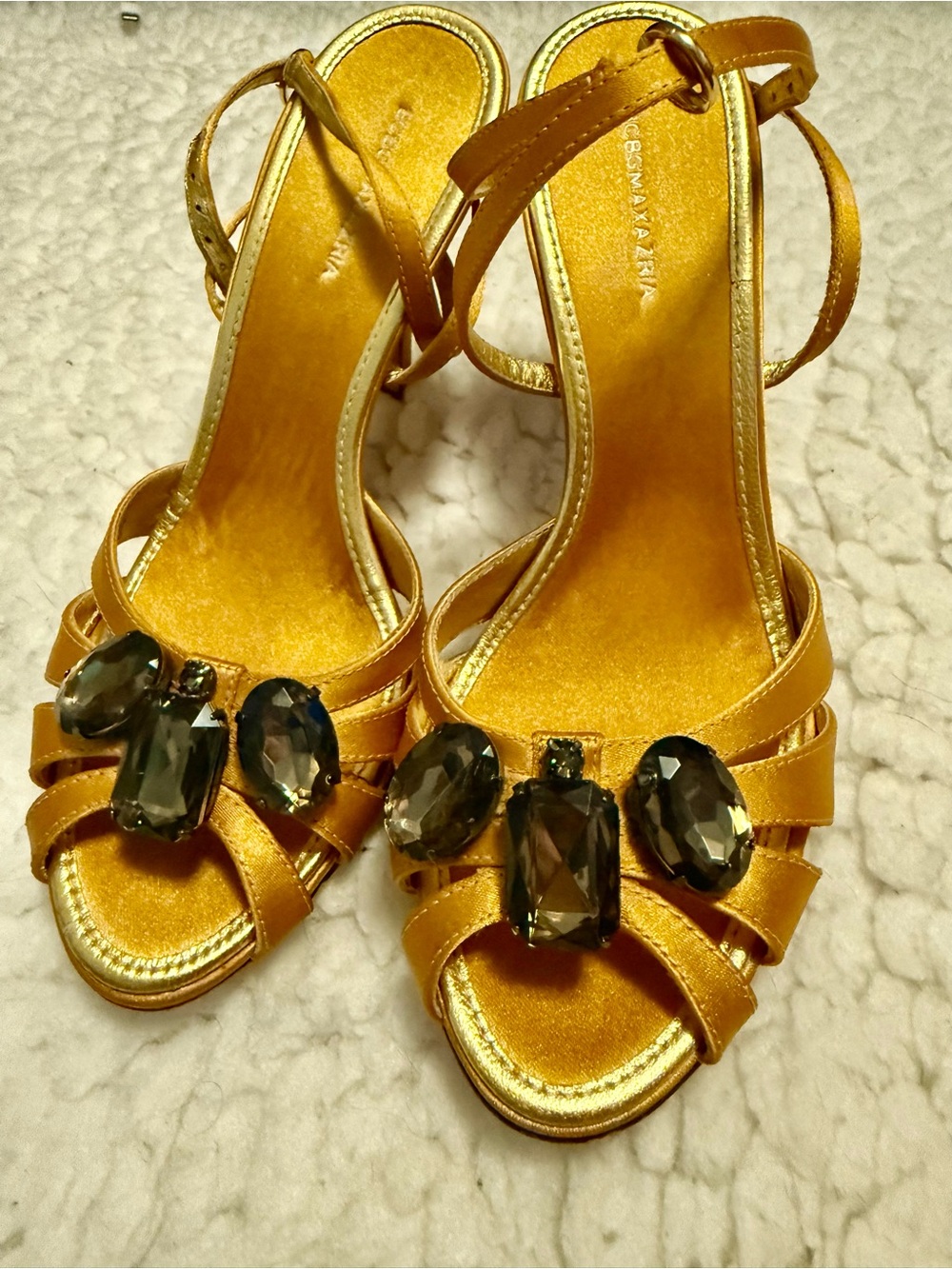Gold Jeweled Strappy Heeled Sandals - Women by BCBGMAXAZRIA